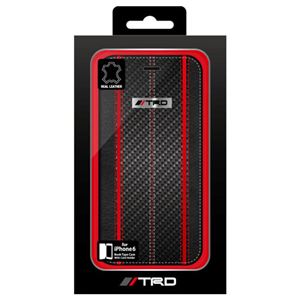 トヨタ レーシング デベロップメント公式ライセンス品 Carbon Leather Book Type Case for iPhone6 iPhone6 用 TRD-P47B2