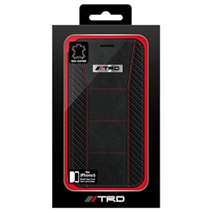 トヨタ レーシング デベロップメント公式ライセンス品 Carbon Leather Book Type Case for iPhone6 iPhone6 用 TRD-P47B5