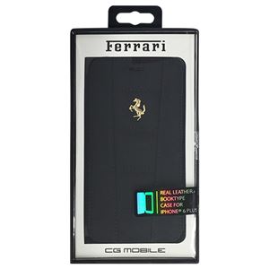 FERRARI 公式ライセンス品 458 Black Leather Booktype Case iPhone6 PLUS用 FE458GFLBKP6LBL - 拡大画像