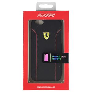 FERRARI 公式ライセンス品 FIORANO Black PU Leather Hard Case iPhone6 用 FEDA2IHCP6BL