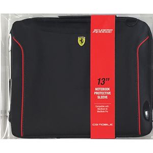 FERRARI 公式ライセンス品 FIORANO Black PU Leather Computer Sleeve 13インチノートパソコン等 FEDA2ICS13BL - 拡大画像