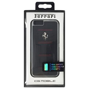 FERRARI 公式ライセンス品 458 Black Leather with Red Stitchings Hard Case iPhone6 用 FE458HCP6BLR