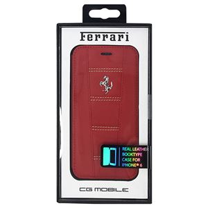 FERRARI 公式ライセンス品 458 Red Leather with Beige Stitchings Booktype Case iPhone6 用 FE458FLBKP6REB