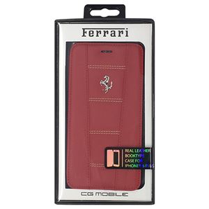 FERRARI 公式ライセンス品 458 Red Leather with Beige Stitchings Booktype Case iPhone6 PLUS用 FE458FLBKP6LREB