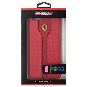 FERRARI 公式ライセンス品 RACING Red Carbon PU Leather Black Trim Hard Case iPhone6 PLUS用 FEST2HCP6LRE - 拡大画像