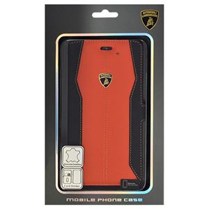 Lamborghini 公式ライセンス品 Genuine Leather book case w/card holder 本革製手帳型ケース(カードホルダー付き) iPhone6 PLUS用 LB-SSHFCIP6L-HU/D1-OE - 拡大画像