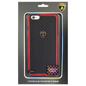 Lamborghini 公式ライセンス品 Tri-material、TPU and carbon fiber skin case TPU+カーボンハードケース iPhone6 PLUS用 LB-TPUPCIP6L-EL/D2-RD - 拡大画像