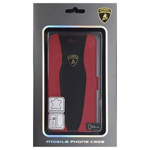 Lamborghini 公式ライセンス品 Genuine Leather book case w/card holder iPhone6 用 LB-SSHFCIP6-HU/D2-RD - 拡大画像