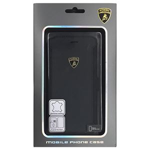 Lamborghini 公式ライセンス品 Genuine Leather book case w/card holder iPhone6 用 LB-SSHFCIP6-HU/D5-BK - 拡大画像