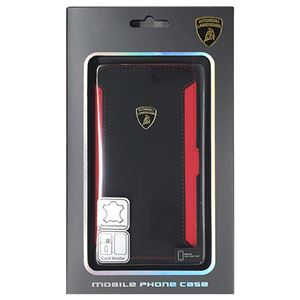 Lamborghini 公式ライセンス品 Genuine Leather book case w/card holder iPhone6 用 LB-SSHFCIP6-HU/D5-RD - 拡大画像