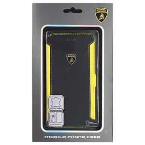 Lamborghini 公式ライセンス品 Genuine Leather book case w/card holder iPhone6 用 LB-SSHFCIP6-HU/D5-YW - 拡大画像