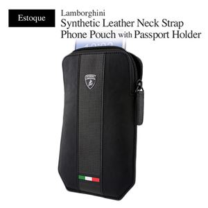 Lamborghini 公式ライセンス品 Synthetic Leather Neck Strap phone pouch LB-PPBMEDIUM-EQ/D1-BK - 拡大画像
