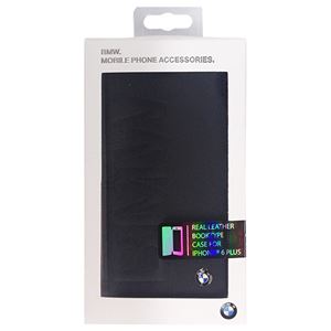 BMW 公式ライセンス品 Booktype case BMW debossed logo- Black iPhone6 PLUS用 BMFLBKP6LLOB - 拡大画像