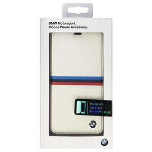 BMW 公式ライセンス品 Booktype case Tricolor stripes White iPhone6 PLUS用 BMFLBKP6LSBW - 拡大画像