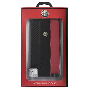 Alfa Romeo 公式ライセンス品 High Quality Carbon Synthettic Leather book case w/card holder Red iPhone6 PLUS用 AR-SSHFCIP6P-4C/D5-RD - 拡大画像