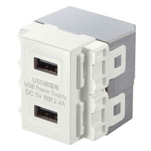 (まとめ)サンワサプライ 埋込USB給電用コンセント TAP-KJUSB2W【×2セット】 - 拡大画像