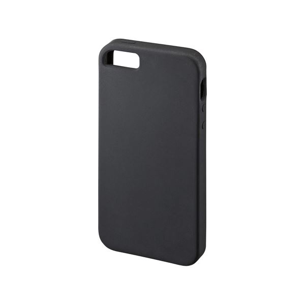 (まとめ)サンワサプライ シリコンケース(iPhone SE) PDA-IPH011BK【×5セット】f00