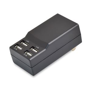 (まとめ)日本トラストテクノロジー USB充電器 4ポート 4.2A ブラック USBAC4P4ABK【×2セット】 商品画像