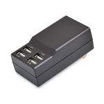 (まとめ)日本トラストテクノロジー USB充電器 4ポート 4.2A ブラック USBAC4P4ABK【×2セット】