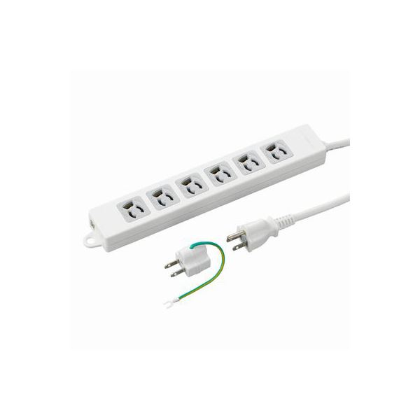 (まとめ)YAZAWA 取り付け穴付抜け止めタップ6個口 Y02EJNP603WH2PA【×2セット】f00