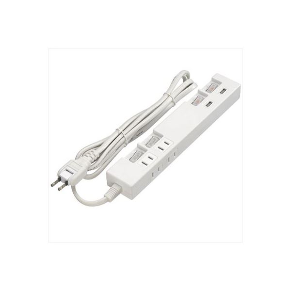 (まとめ)YAZAWA 節電タップ型4AC+2USB Y02642WH2U【×2セット】f00