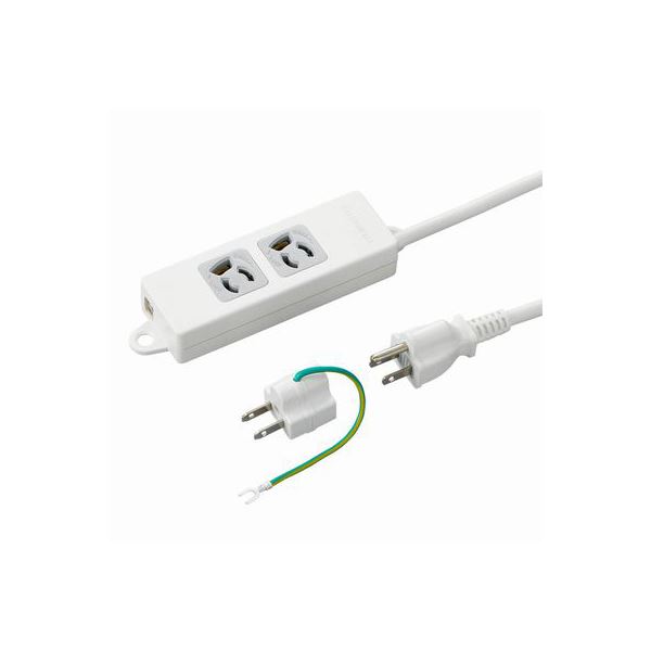 (まとめ)YAZAWA 取り付け穴付抜け止めタップ2個口 Y02EJNP205WH2PA【×2セット】f00
