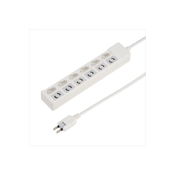 (まとめ)YAZAWA 個別スイッチ付抜け止めタップ6個口 Y02KN665WH【×2セット】f00