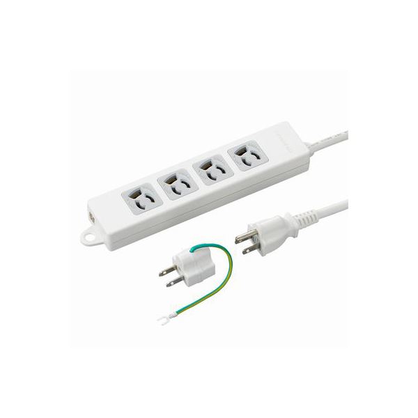 (まとめ)YAZAWA 取り付け穴付抜け止めタップ4個口 Y02EJNP403WH2PA【×2セット】f00