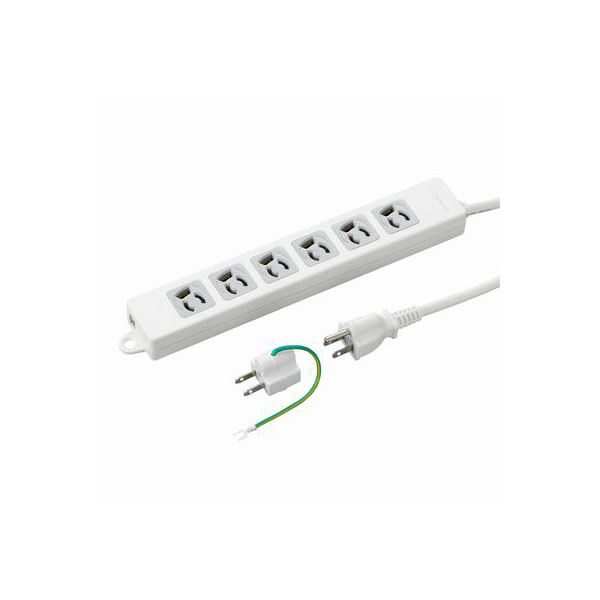 (まとめ)YAZAWA 取り付け穴付抜け止めタップ6個口 Y02EJNP601WH2PA【×2セット】f00