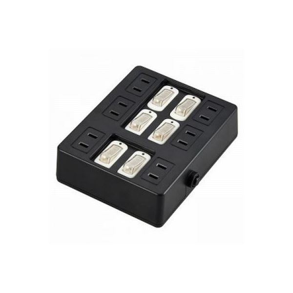 (まとめ)YAZAWA 個別スイッチ付ウォールタップ6個口 Y02WB660BK【×2セット】f00