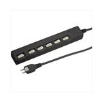 (まとめ)YAZAWA 横差し個別スイッチ付節電タップ Y02YBKS662BK【×2セット】