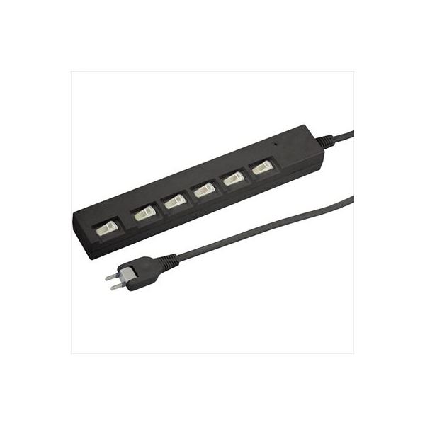 (まとめ)YAZAWA 横差し個別スイッチ付節電タップ Y02YBKS662BK【×2セット】f00