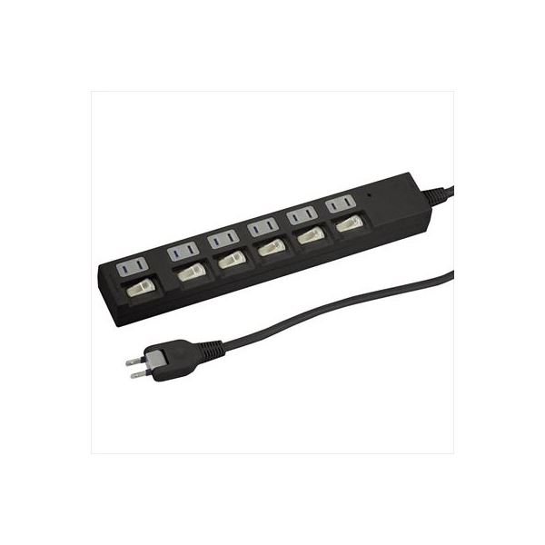 (まとめ)YAZAWA 個別スイッチ付節電タップ Y02BKS662BK【×2セット】f00