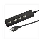 (まとめ)YAZAWA 横差し個別スイッチ付節電タップ Y02YBKS442BK【×3セット】