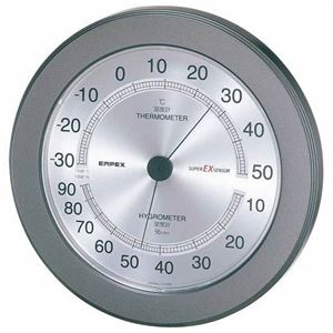 (まとめ)EMPEX 温度・湿度計 スーパーEX高品質 温度・湿度計 壁掛用 EX-2737 メタリックグレー【×2セット】