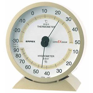(まとめ)EMPEX 温度・湿度計 スーパーEX高品質 温度・湿度計 卓上用 EX-2718 シャンパンゴールド【×3セット】 - 拡大画像