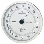 (まとめ)EMPEX 温度・湿度計 スーパーEX高品質 温度・湿度計 壁掛用 EX-2747 シャインシルバー【×2セット】
