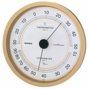 (まとめ)EMPEX 温度・湿度計 スーパーEX高品質 温度・湿度計 壁掛用 EX-2748 シャンパンゴールド【×2セット】