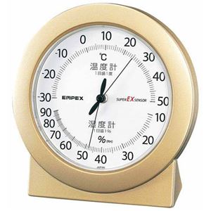 (まとめ)EMPEX 温度・湿度計 スーパーEX高品質 温度・湿度計 卓上用 EX-2768 シャンパンゴールド【×3セット】