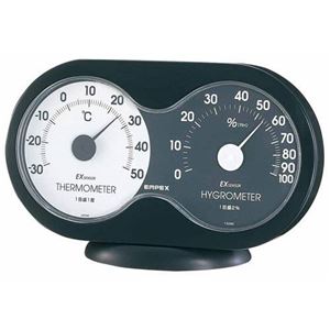 (まとめ)EMPEX 温度・湿度計 アキュート 温度・湿度計 卓上用 TM-2782 ブラック×ホワイト【×5セット】