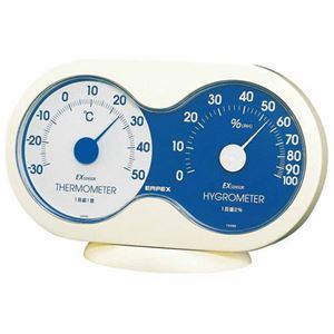 (まとめ)EMPEX 温度・湿度計 アキュート 温度・湿度計 卓上用 TM-2786 オフホワイト×ブルー【×5セット】 - 拡大画像