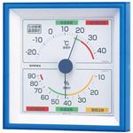 (まとめ)EMPEX 生活管理 温度・湿度計 壁掛用 TM-2476 クリアブルー【×3セット】