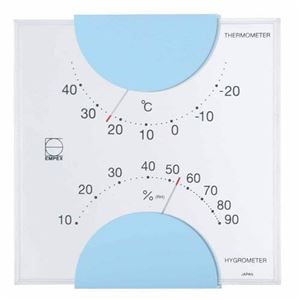 (まとめ)EMPEX 温度・湿度計 エルム 温度・湿度計 壁掛用 LV-4906 ライトブルー【×5セット】 - 拡大画像