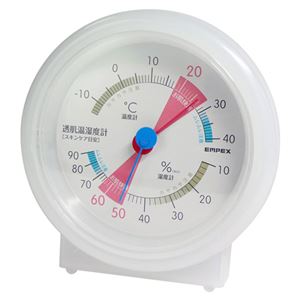 (まとめ)EMPEX シュクレ透肌 温度・湿度計 TM-4721 クリアホワイト【×5セット】 - 拡大画像