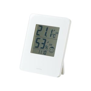 (まとめ)EMPEX デジタル快適系 温湿度計 熱中症・風邪注意目安付 室内用 置掛兼用 TD-8281 ホワイト【×3セット】 - 拡大画像