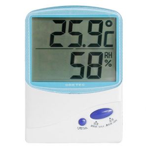 (まとめ)DRETEC デジタル温湿度計 大きい文字が温度と湿度をはっきり表示 O-206BL【×3セット】 商品画像