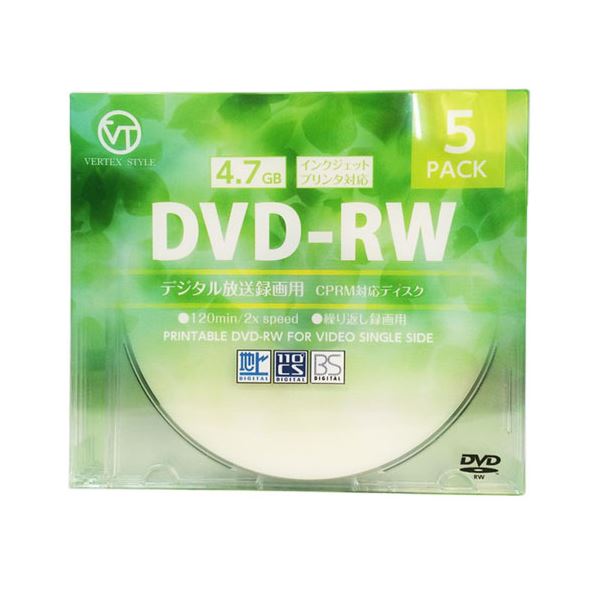 (まとめ)VERTEX DVD-RW(Video with CPRM) 繰り返し録画用 120分 1-2倍速 5P インクジェットプリンタ対応(ホワイト) DRW-120DVX.5CA(×10