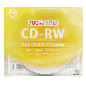(まとめ)VERTEX CD-RW(Data) 繰り返し記録用 700MB 1-4倍速 1P インクジェットプリンタ対応(ホワイト) 1CDRWD.700MBCA【×10セット】 - 拡大画像