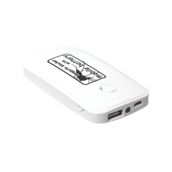 (まとめ)サンコー 蚊よけ付きモバイルバッテリー ホワイト USBTMQ5W【×2セット】f00