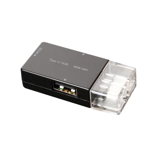 (まとめ)ミヨシ USB TypeC用直挿しHUB ブラック 3ポート USH-C01/BK【×3セット】f00